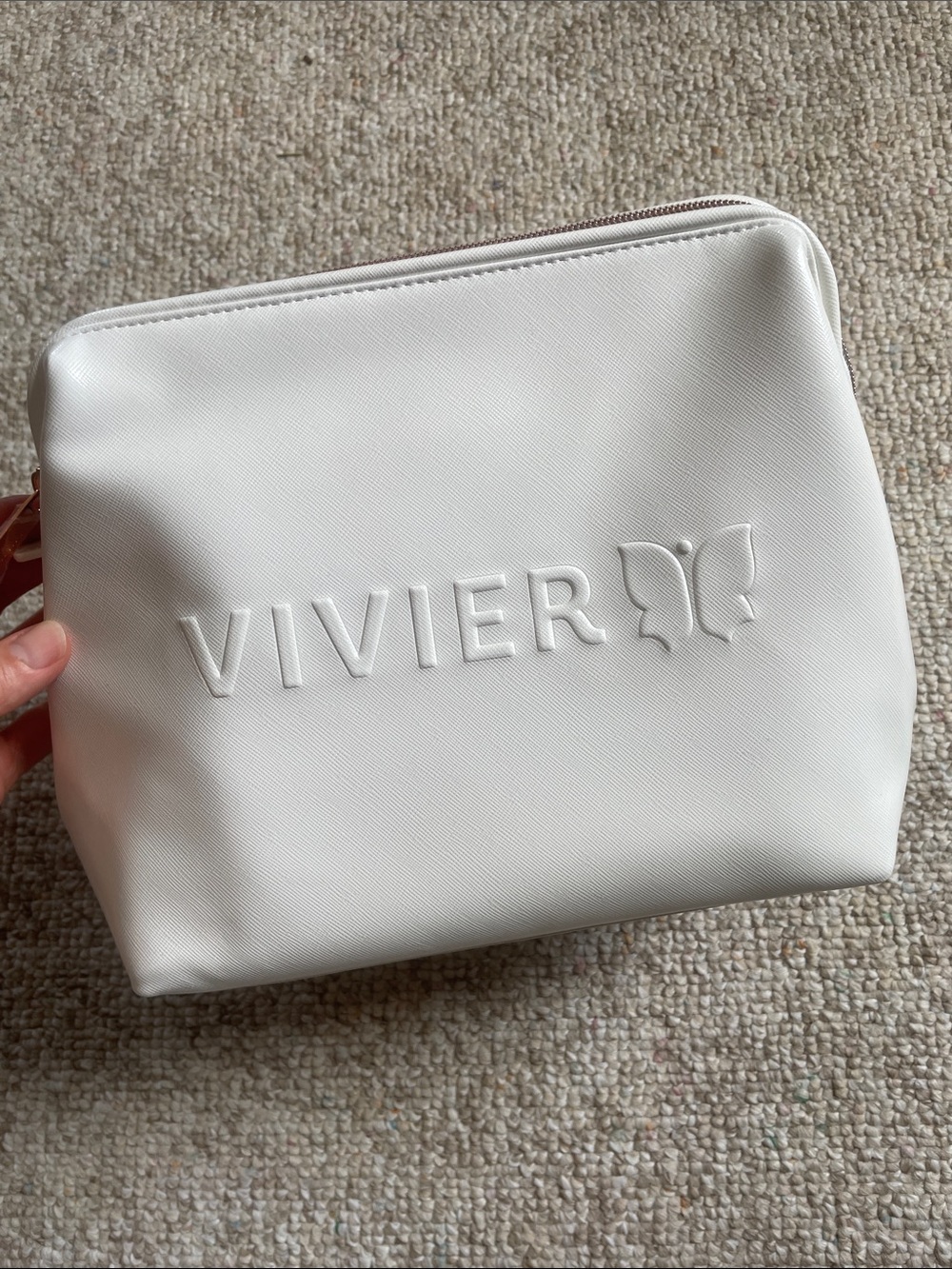 White Embossed VIVIER Cosmetic Pouch